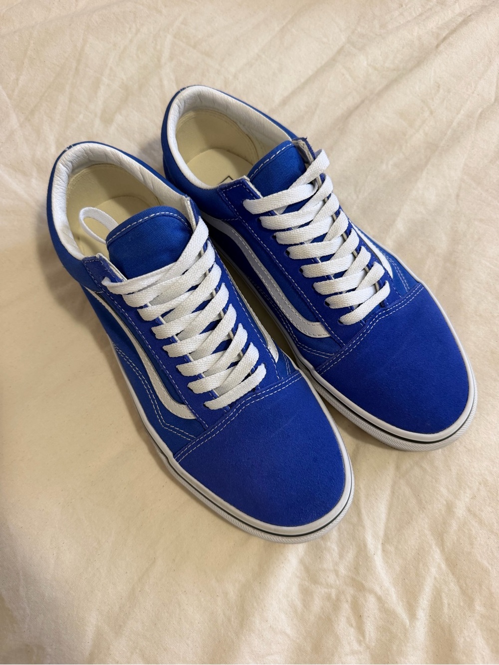 Vans Men's Royal Blue Canvas Low-Top Sneakers with White Stripe
